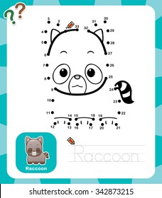 Vector Illustration of Education dot to dot game - Raccoon