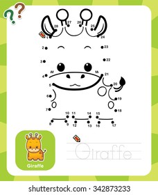 Vector Illustration of Education dot to dot game - Giraffe