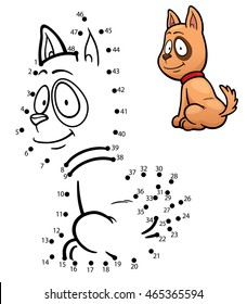 Vector Ilustración de la educación punto a punto juego - Perro