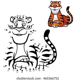 Vector Illustration of Education dot to dot game - Tiger