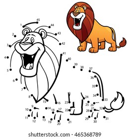 Vector Illustration of Education dot to dot game - Lion