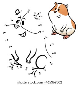 Vector Illustration of Education dot to dot game - Hamster