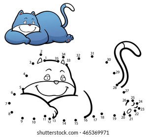 Vector Illustration of Education dot to dot game - Cat