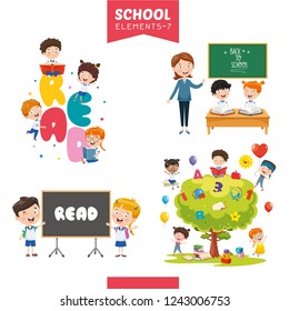 Vector Illustration Of Education Elements