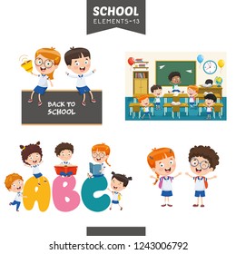 Vector Illustration Of Education Elements