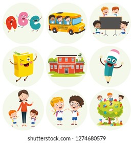 Vector Illustration Of Education Elements