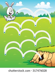 Vector Illustration of Education game Rabbit jump - Line dot