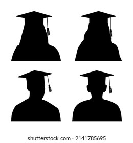 Vector Illustration Of Education Graduate Silhouette Icon Graphic. Top View, Perfect For Background, Wallpaper And Celebrating Graduation Day