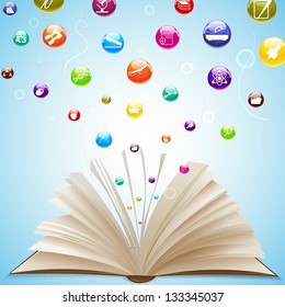 vector illustration of education icon coming out of open book