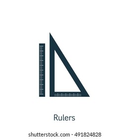 Vector Illustration Of Education Icon On Rulers In Trendy Flat Style. Education Isolated Icon For Web