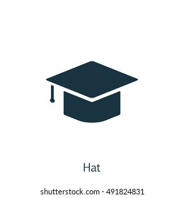 Vector Illustration Of Education Icon On Hat In Trendy Flat Style