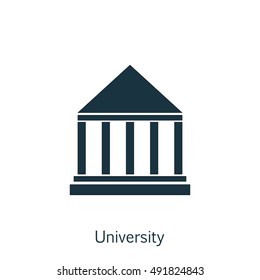 Vector Illustration Of Education Icon On University Building In Trendy Flat Style. Education Isolated Icon For Web, Mobile And Infographics Design, EPS10