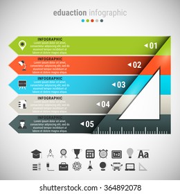 Vector illustration of education infographic made of ruler.