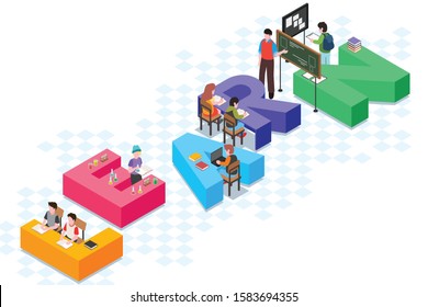 A vector illustration of Education Isometric Conceptual