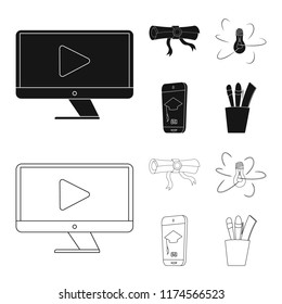 Vector illustration of education and learning icon. Set of education and school stock vector illustration.