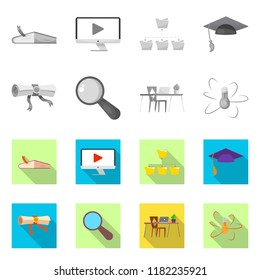 Vector illustration of education and learning icon. Collection of education and school stock vector illustration.