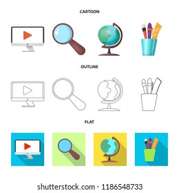 Vector illustration of education and learning icon. Collection of education and school stock vector illustration.