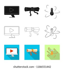 Vector illustration of education and learning icon. Collection of education and school stock vector illustration.