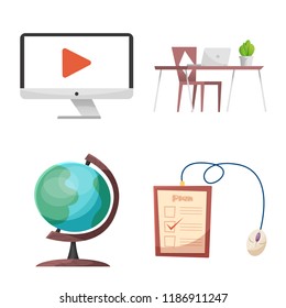 Vector illustration of education and learning icon. Set of education and school stock vector illustration.