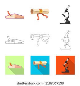 Vector illustration of education and learning icon. Collection of education and school stock vector illustration.