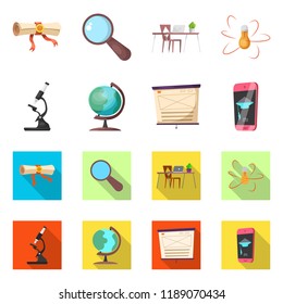 Vector illustration of education and learning icon. Collection of education and school vector icon for stock.
