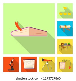 Vector illustration of education and learning icon. Set of education and school stock vector illustration.