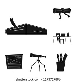 Vector illustration of education and learning icon. Collection of education and school stock vector illustration.
