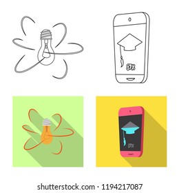 Vector illustration of education and learning icon. Set of education and school stock vector illustration.