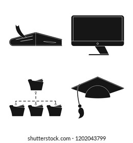 Vector illustration of education and learning icon. Collection of education and school vector icon for stock.