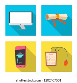 Vector illustration of education and learning icon. Set of education and school vector icon for stock.