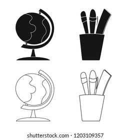 Vector illustration of education and learning icon. Collection of education and school stock vector illustration.