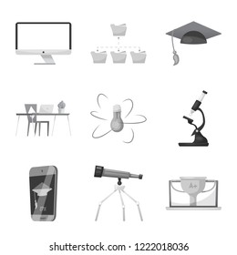 Vector illustration of education and learning icon. Set of education and school vector icon for stock.