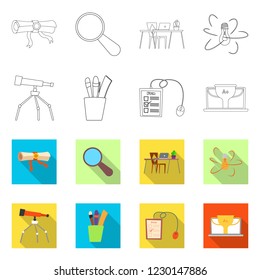 Vector illustration of education and learning icon. Set of education and school stock symbol for web.