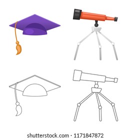 Vector illustration of education and learning logo. Collection of education and school stock symbol for web.