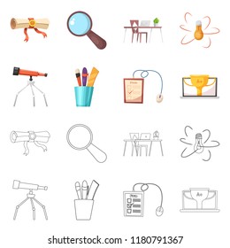 Vector illustration of education and learning logo. Set of education and school stock symbol for web.