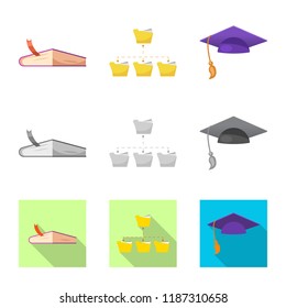Vector illustration of education and learning logo. Set of education and school stock symbol for web.