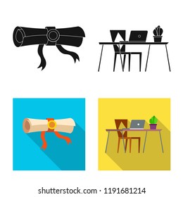 Vector illustration of education and learning logo. Collection of education and school stock vector illustration.