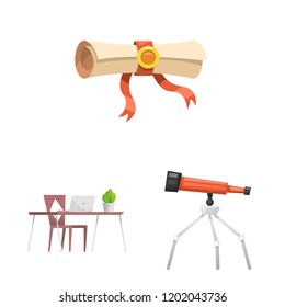 Vector illustration of education and learning logo. Collection of education and school stock symbol for web.