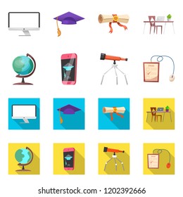 Vector illustration of education and learning logo. Collection of education and school stock vector illustration.