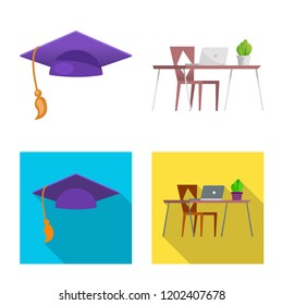 Vector illustration of education and learning logo. Collection of education and school vector icon for stock.