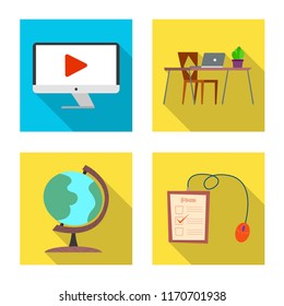 Vector illustration of education and learning sign. Set of education and school stock symbol for web.