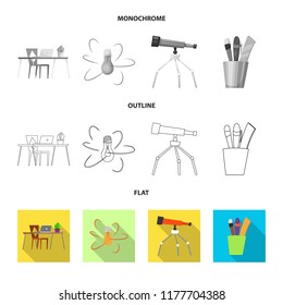 Vector illustration of education and learning sign. Set of education and school stock symbol for web.