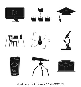 Vector illustration of education and learning sign. Set of education and school vector icon for stock.