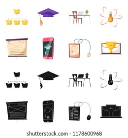 Vector illustration of education and learning sign. Set of education and school vector icon for stock.