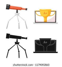Vector illustration of education and learning sign. Collection of education and school stock vector illustration.
