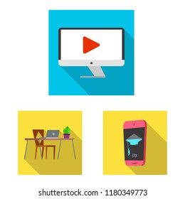 Vector illustration of education and learning sign. Collection of education and school stock vector illustration.