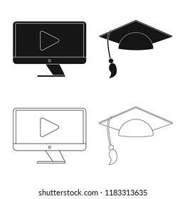 Vector illustration of education and learning sign. Set of education and school stock vector illustration.