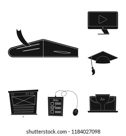 Vector illustration of education and learning sign. Collection of education and school stock symbol for web.