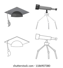 Vector illustration of education and learning sign. Set of education and school stock vector illustration.