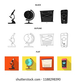 Vector illustration of education and learning sign. Collection of education and school vector icon for stock.